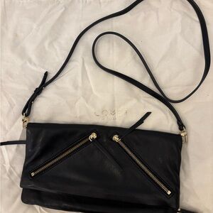 Genuine Italian Leather Black Crossbody Bag